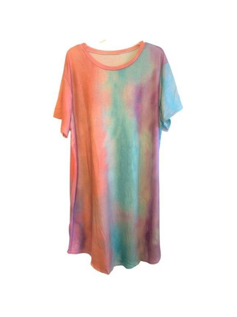 Multicolor Tie-dye Short Sleeve Plus Size Dress 5X - Picture 6 of 6